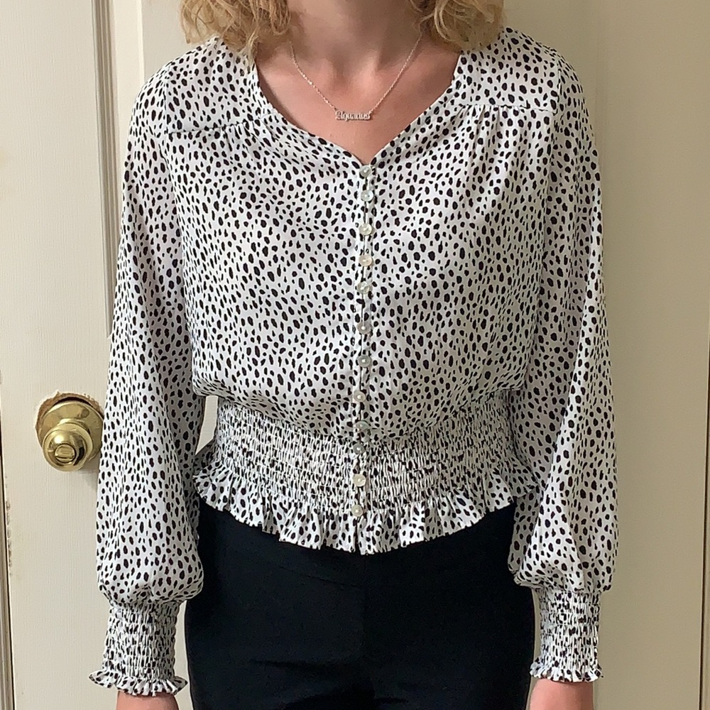 🌷3 for $25🌷Urban Kids, US 14-16, White & Black Leopard Print Long Sleeve Top
